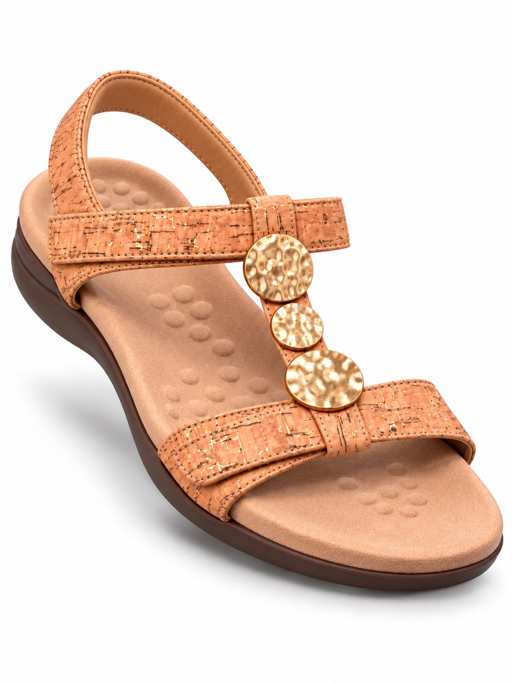 Vionic Farra Gold Medallion T-Strap Cork Sandals Women’s Size 9 EU 41